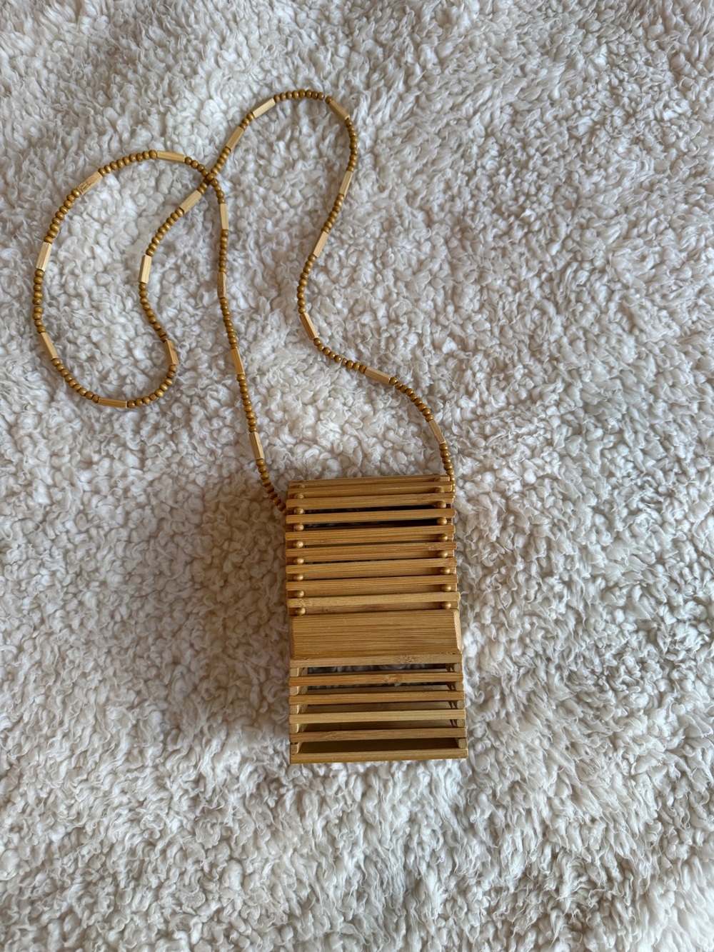 Bamboo Beaded Crossbody Boxy Bag